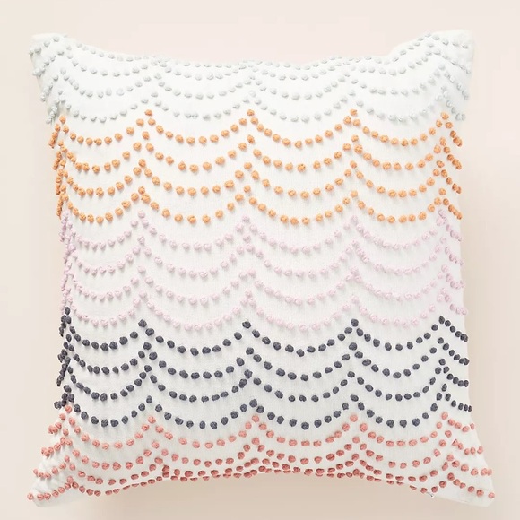Anthropologie Rainbow Striped Embroidered Pillow NWT - Picture 1 of 8
